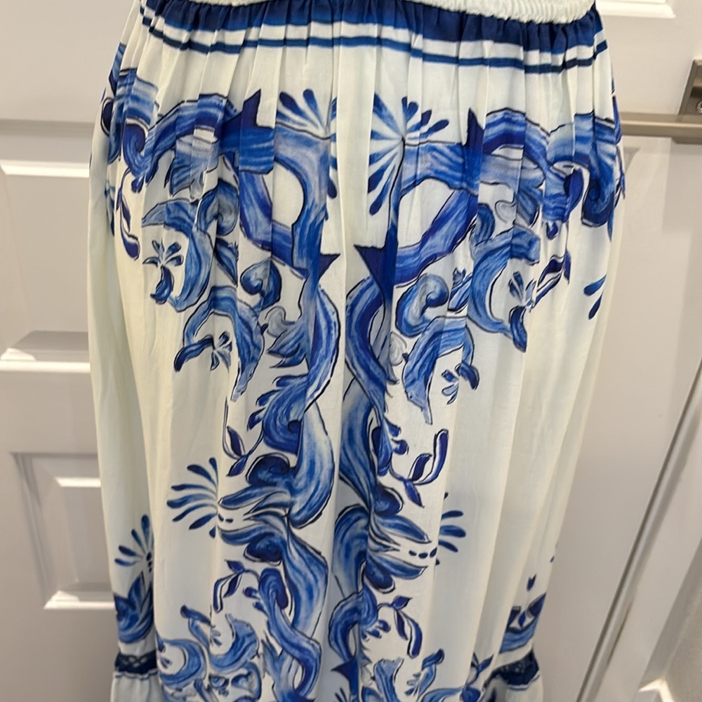 SOLD - FARM Rio Scarf Blue Long Dress Size M - Picture 4 of 8